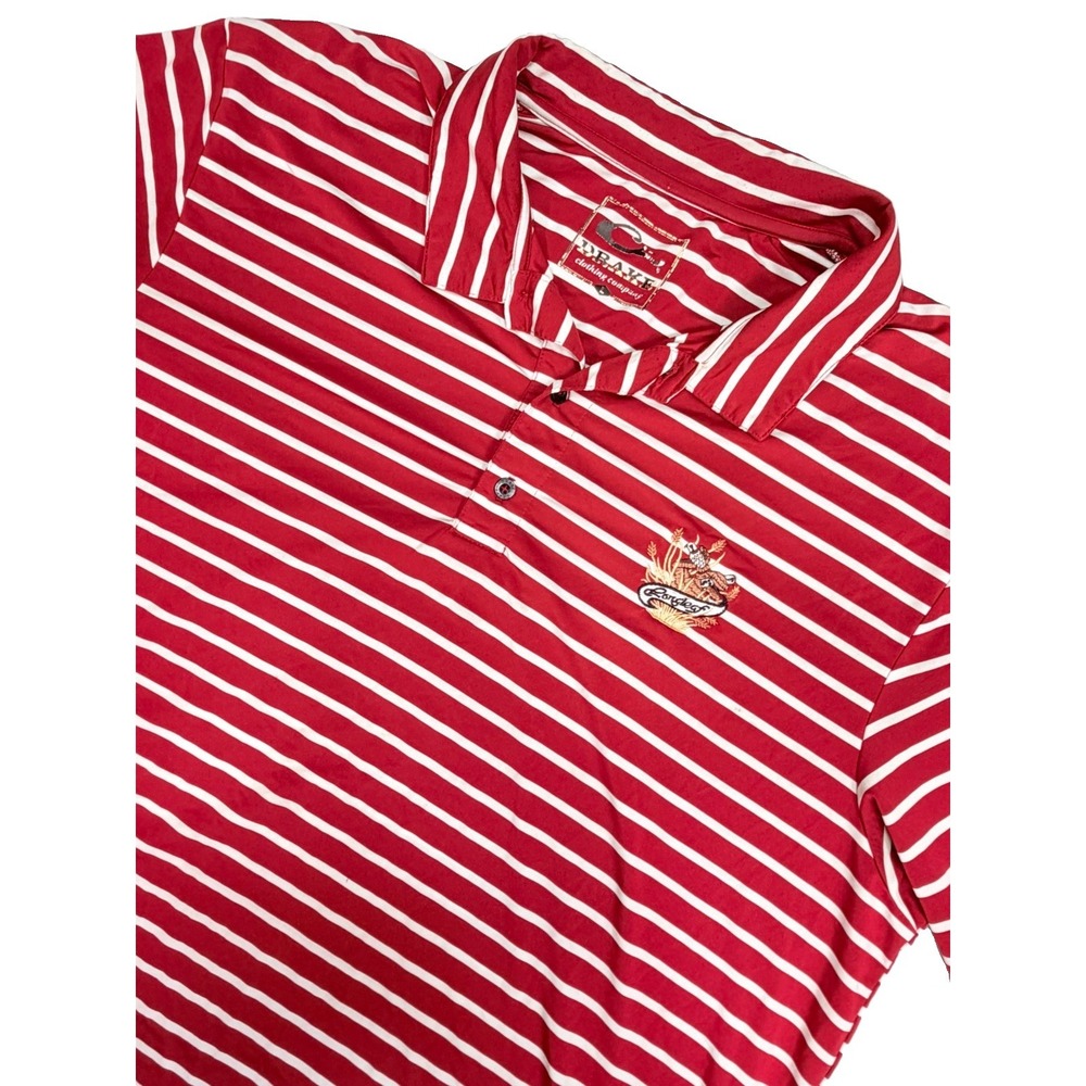Drake Clothing Company Longleaf Striped Polo Shirt Red White Men's Large